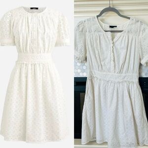 JCrew White Button Front Ruffle Eyelet Dress Size 6